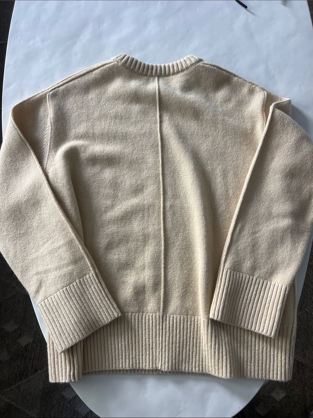 & Other Stories Heavyweight Wool Blend Crewneck Seam Sweater Yellow Beige S $109 - Picture 3 of 6